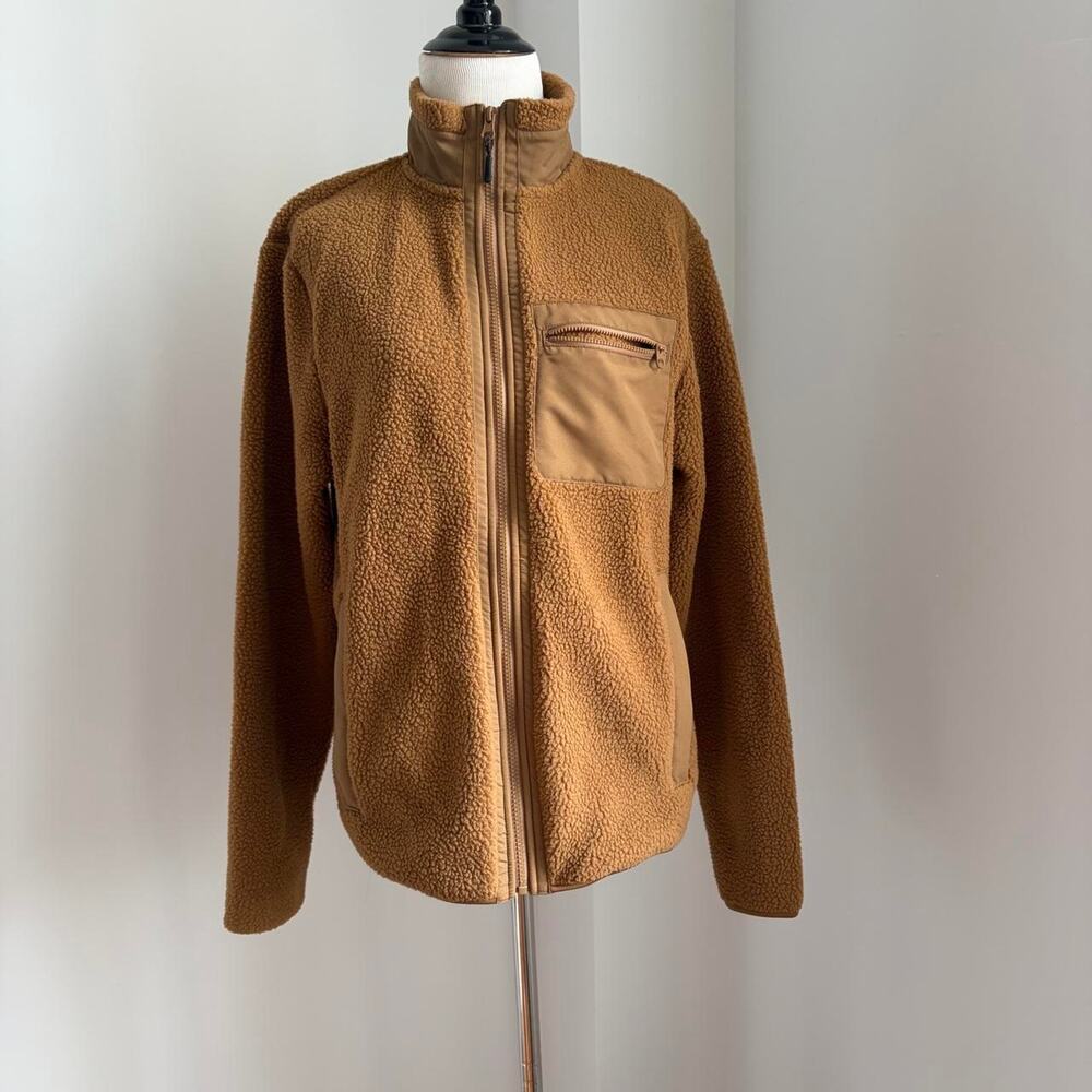 Tan Brown Fleece Zip up Jacket
